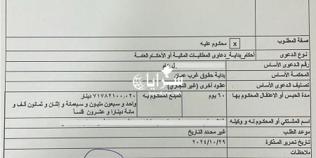 "سرايا" تنشر بالوثائق تفاصيل ملاحقة "رئيس مجلس حزب" مطالب بنحو 80 مليون دينار