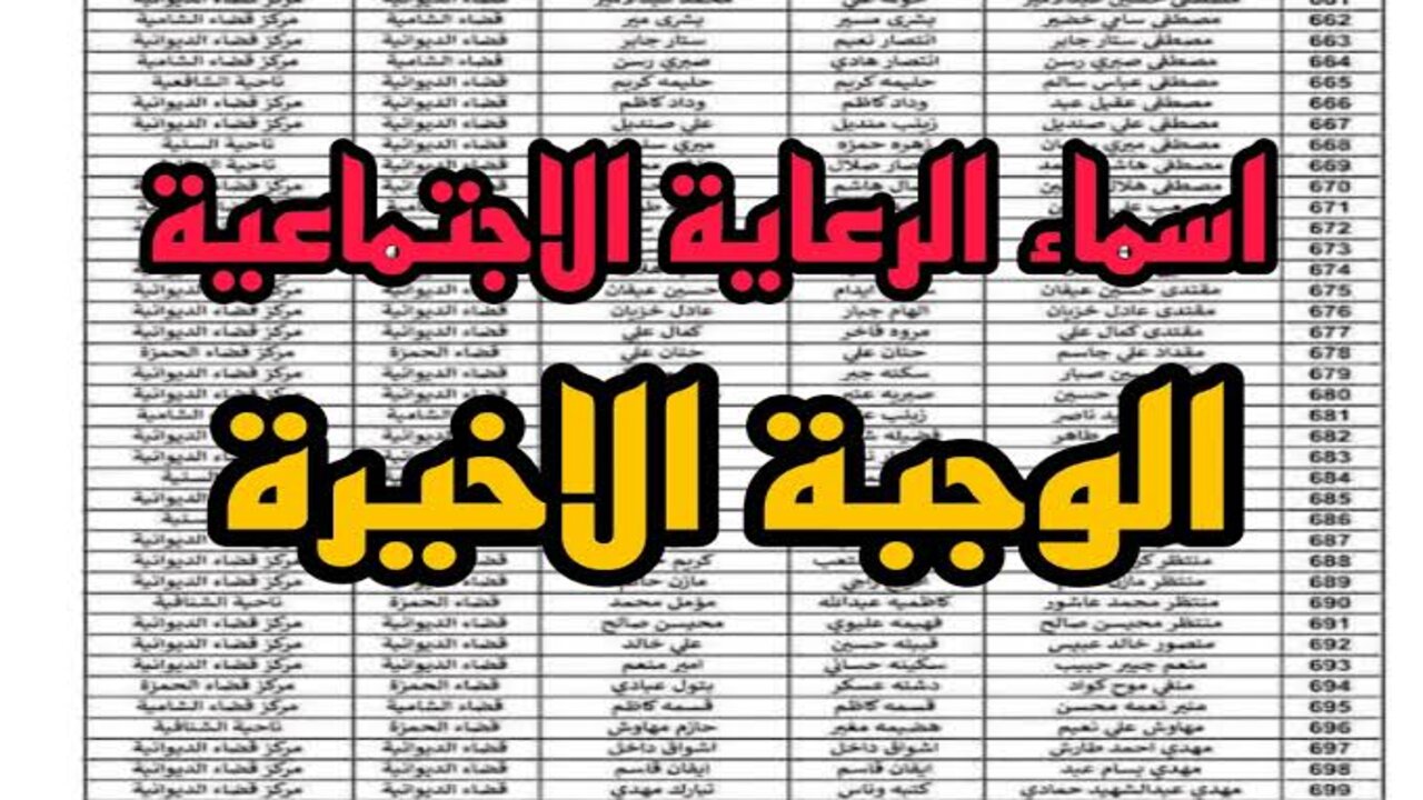 "هنا" اسماء المشمولين في الرعاية الاجتماعية الوجبة الأخيرة في العراق 5 “هنا” اسماء المشمولين في الرعاية الاجتماعية الوجبة الأخيرة في العراق