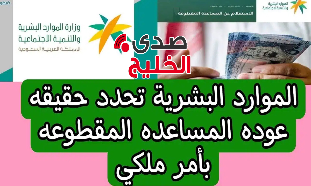 "وزارة الموارد البشرية توضح"... حقيقة عودة المساعدات المقطوعة بزيادة تصل ل 1500 ريال لمستفيدي الضمان الاجتماعي المطور 5 “وزارة الموارد البشرية توضح”… حقيقة عودة المساعدات المقطوعة بزيادة تصل ل 1500 ريال لمستفيدي الضمان الاجتماعي المطور