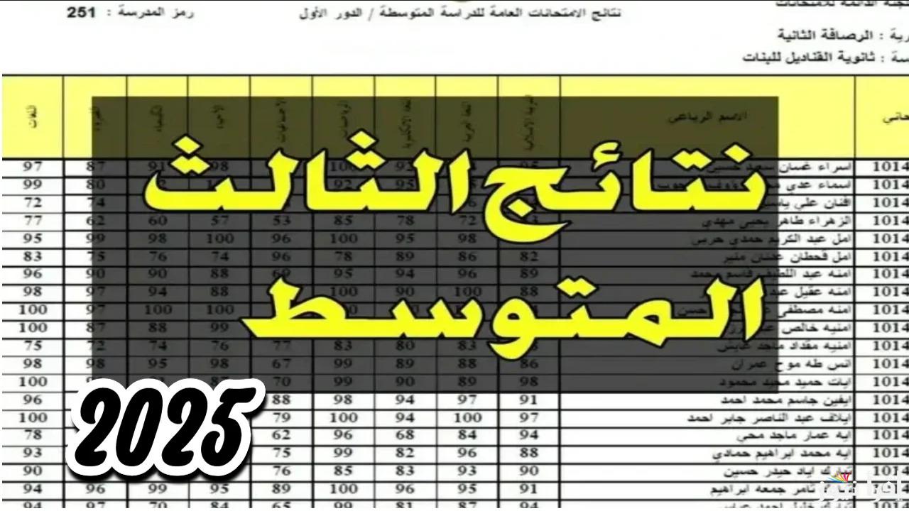"هنا" رابط نتائج الصف الثالث المتوسط 2025 العراق لكل المحافظات 5 “هنا” رابط نتائج الصف الثالث المتوسط 2025 العراق لكل المحافظات
