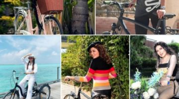 بالكعب العالي.. في اليوم العالمي للدراجة الهوائية نجمات في سباق الجاذبية